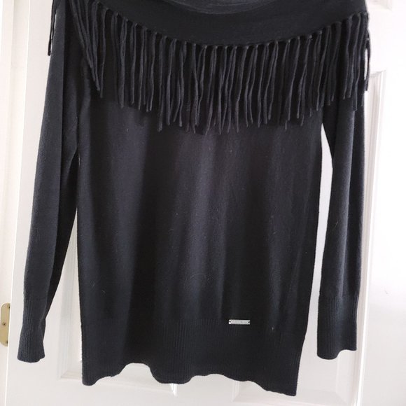 Michael Kors Black Cowlneck Fringed Sweater - Picture 3 of 3